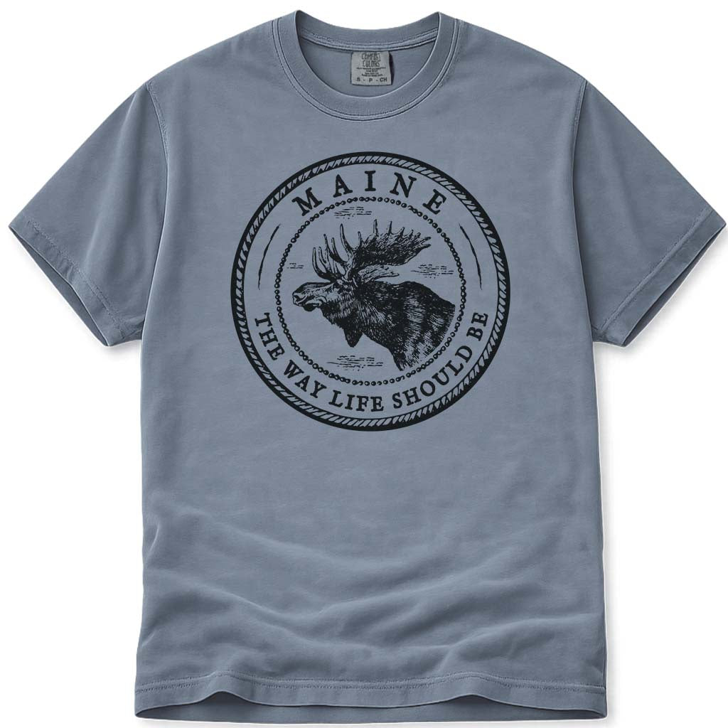 Vintage Maine Moose T Shirt - Blue Jean