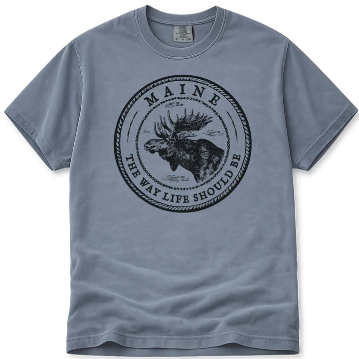 Vintage Maine Moose T Shirt - Blue Jean