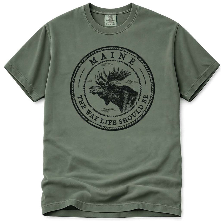 Vintage Maine Moose T Shirt - Moss