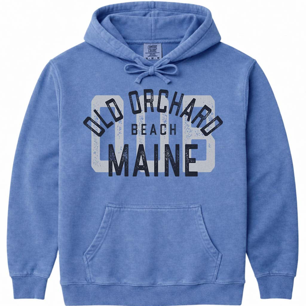 Vintage Maine Retro Old Orchard Beach Sweatshirt Distressed Heavy & Warm - Flo Blue