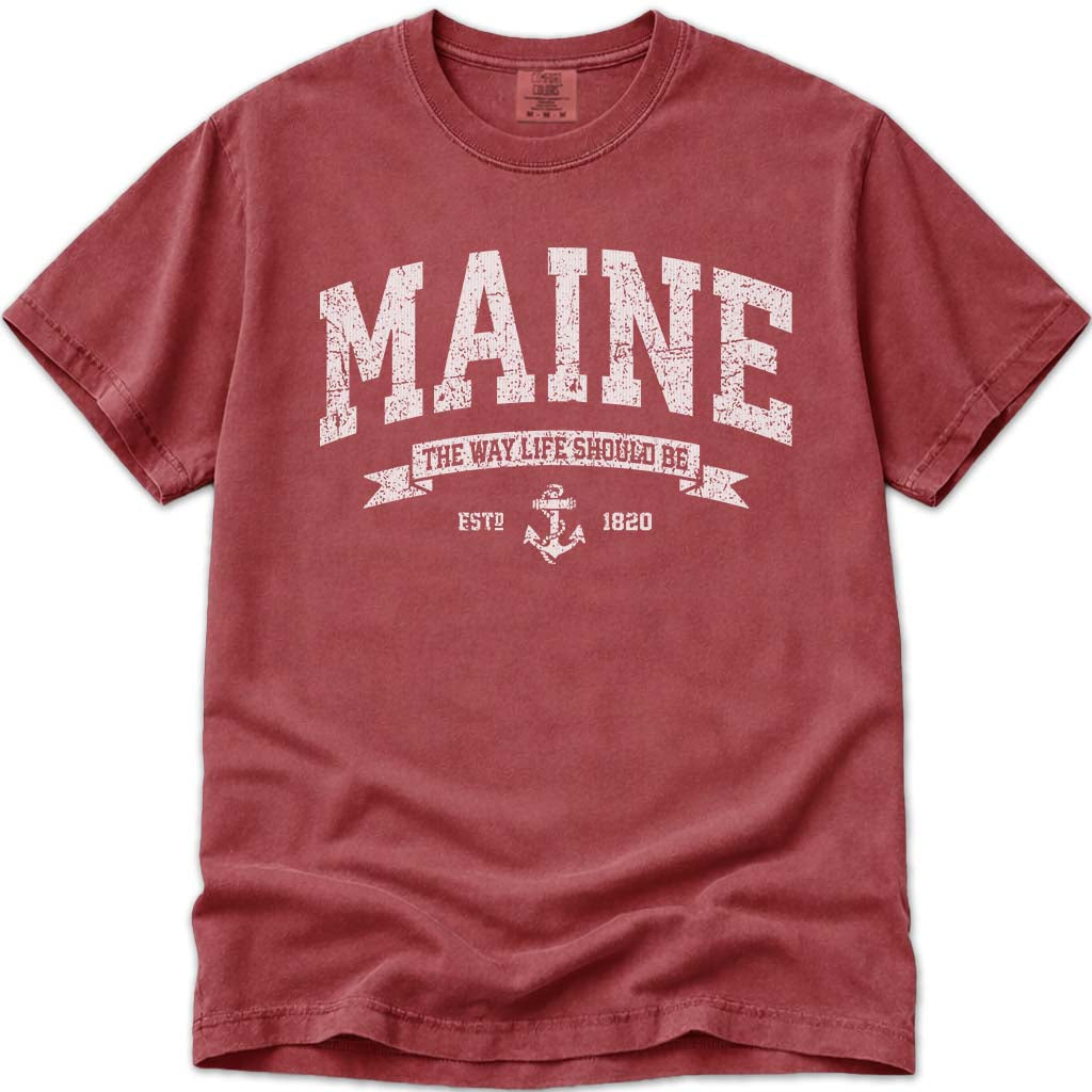 Vintage Maine T Shirt, The Way Life Should Be - Crimson