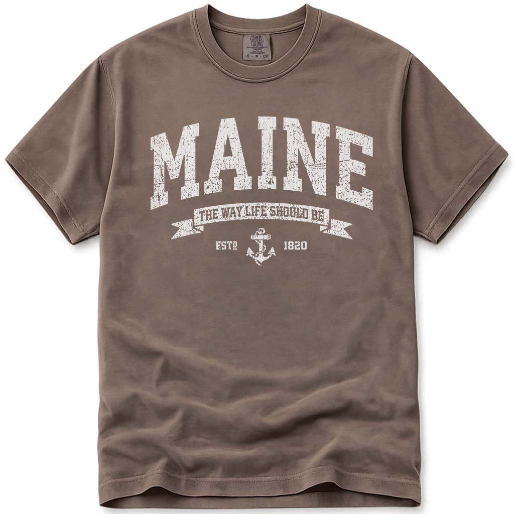 Vintage Maine T Shirt, The Way Life Should Be - Espresso