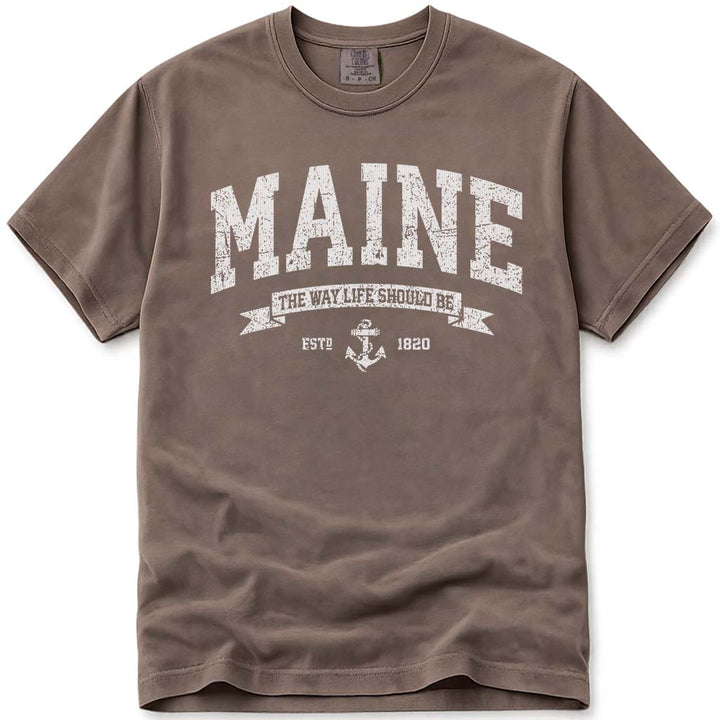 Vintage Maine T Shirt, The Way Life Should Be - Espresso