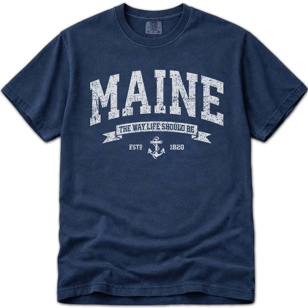Vintage Maine T Shirt, The Way Life Should Be - Navy