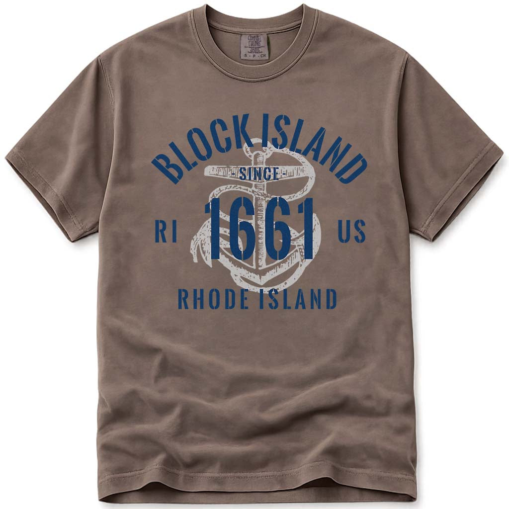 Vintage Nautical Anchor Block Island RI T Shirt - Espresso