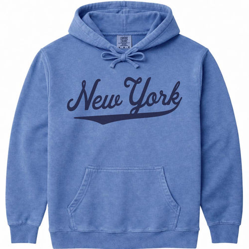 Vintage New York Hoodie NY Baseball Script Sweatshirt