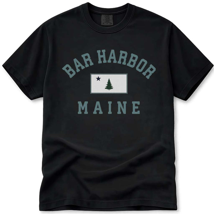 Vintage Original Maine Flag Bar Harbor T Shirt - Black