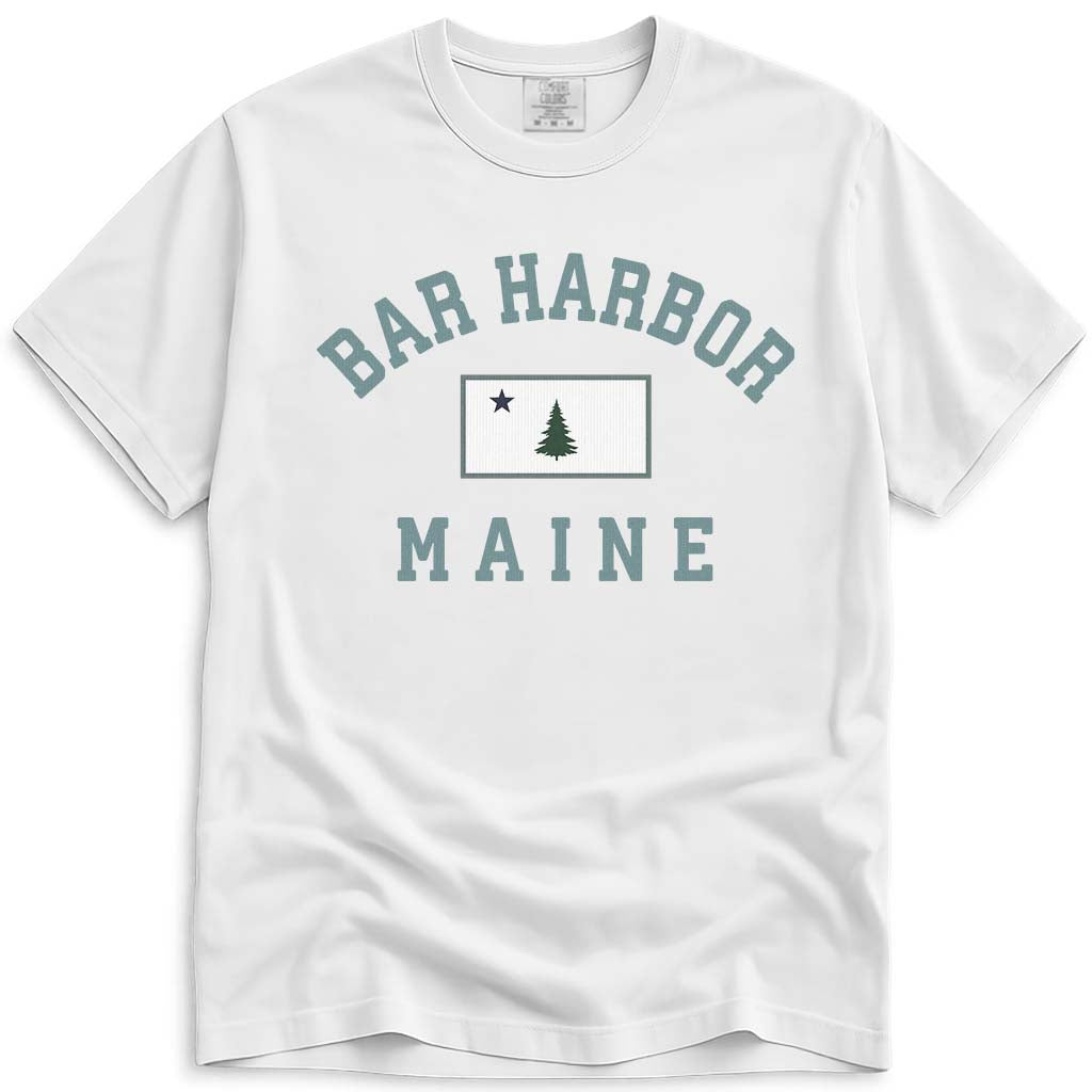 Vintage Original Maine Flag Bar Harbor T Shirt - White