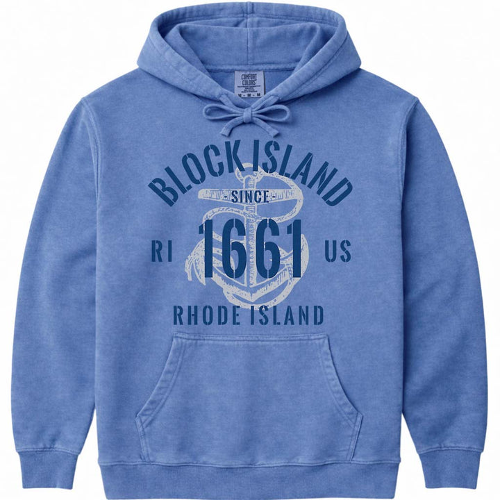 Vintage Nautical Block Island Hooded Sweatshirt - Flo Blue