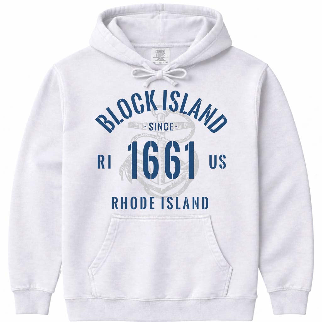 Vintage Nautical Block Island Hooded Sweatshirt - White