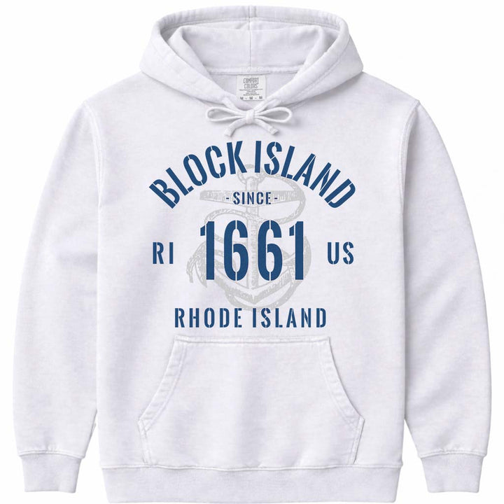 Vintage Nautical Block Island Hooded Sweatshirt - White