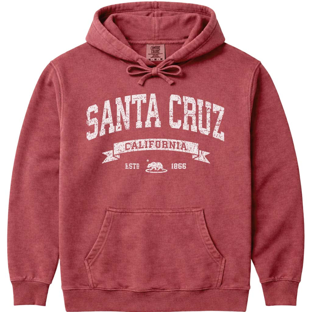 Vintage Santa Cruz California Hoodie Distressed Sweatshirt - Crimson