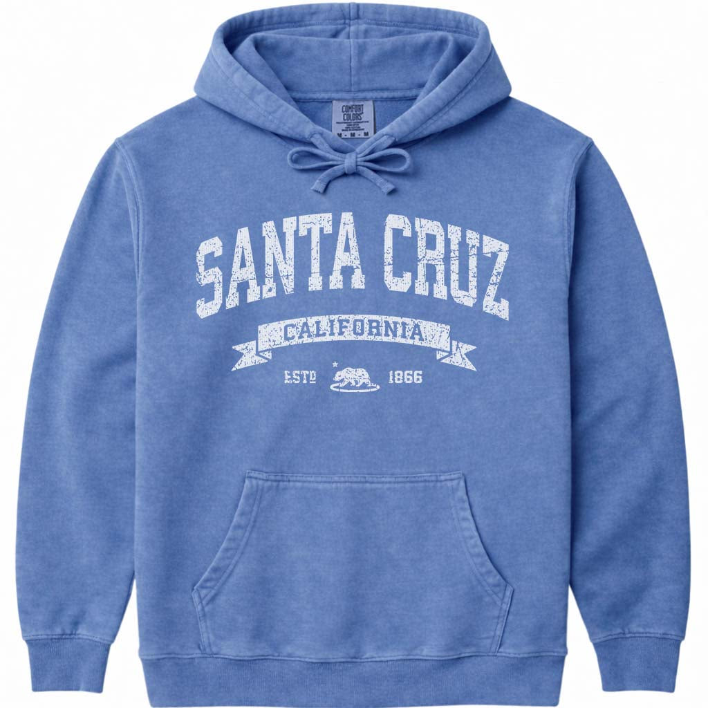 Vintage Santa Cruz California Hoodie Distressed Sweatshirt - Flo Blue