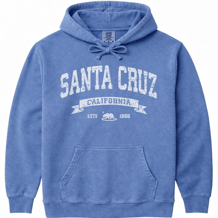 Vintage Santa Cruz California Hoodie Distressed Sweatshirt - Flo Blue