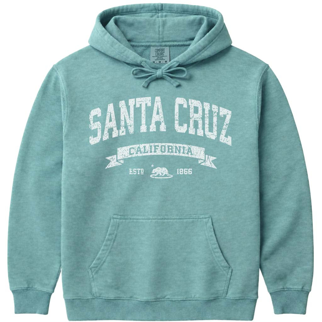Vintage Santa Cruz California Hoodie Distressed Sweatshirt - Seafoam
