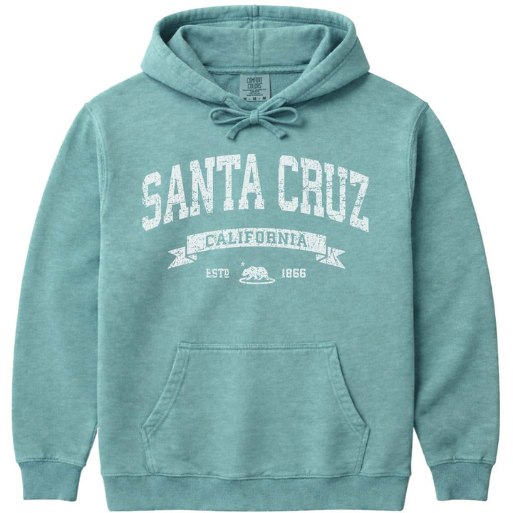 Vintage Santa Cruz California Hoodie Distressed Sweatshirt - Seafoam