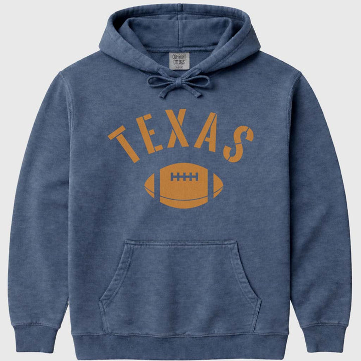 Vintage Texas Football Hoodie Sweatshirt - Denim