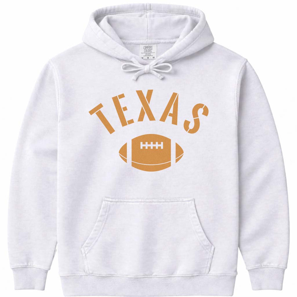 Vintage Texas Football Hoodie Sweatshirt - White