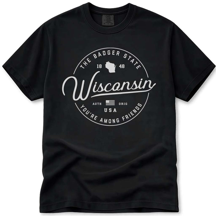 State of Wisconsin T Shirt - Black