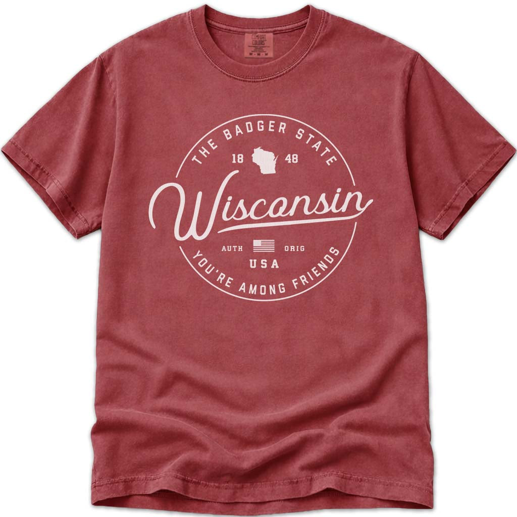 State of Wisconsin T Shirt - Crimson