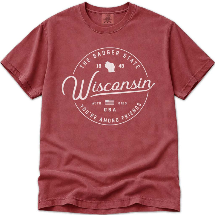 State of Wisconsin T Shirt - Crimson