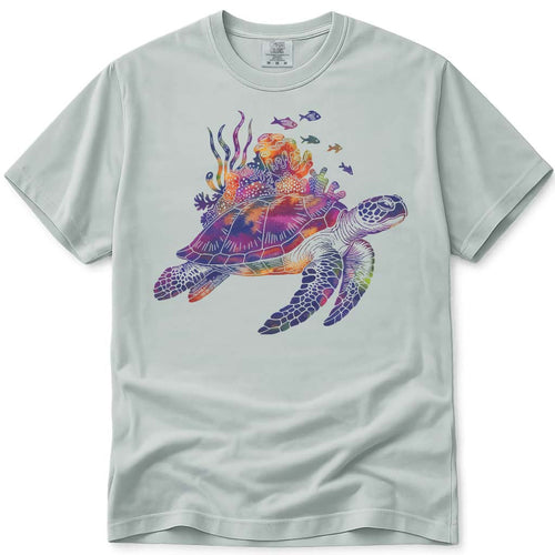 Watercolor Coral Reef Sea Turtle T Shirt