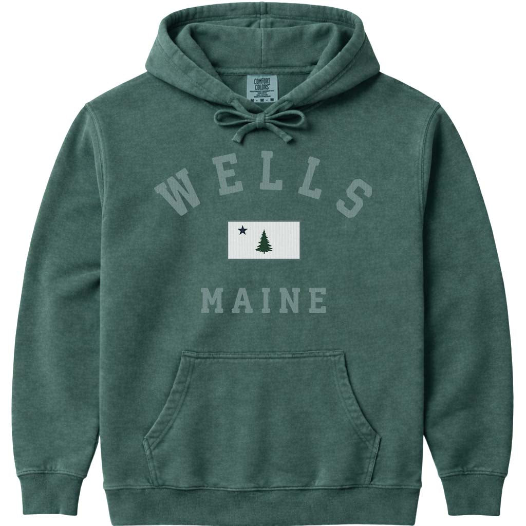 Wells Maine Flag Hooded Sweatshirt - Blue Spruce