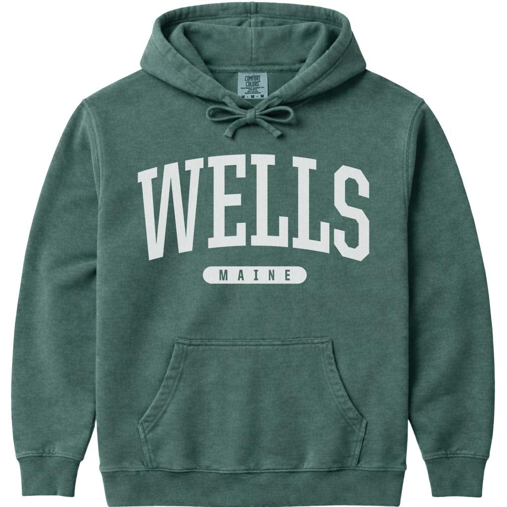 Old School Wells Maine Hoodie - Blue Spruce