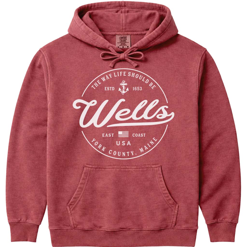 Wells Maine Vacation Sweatshirt - Crimson