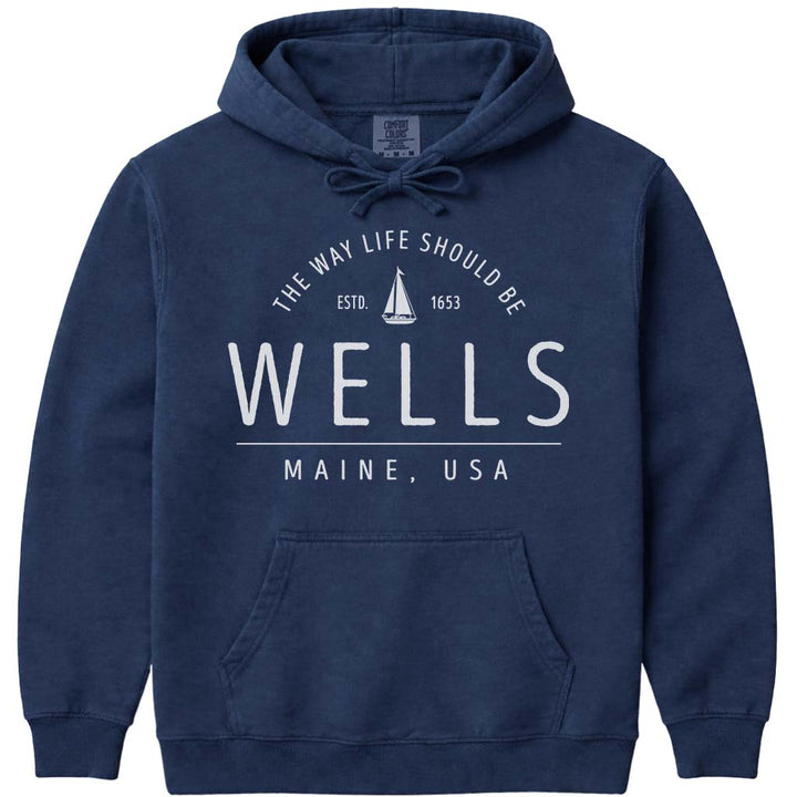Wells Sailboat Hoodie, Maine Coast - Navy
