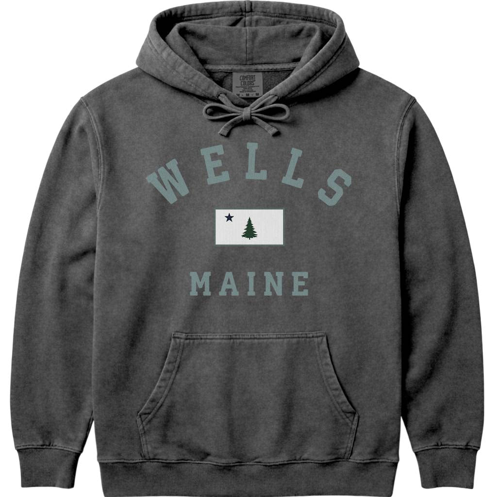 Wells Maine Flag Hooded Sweatshirt - Pepper