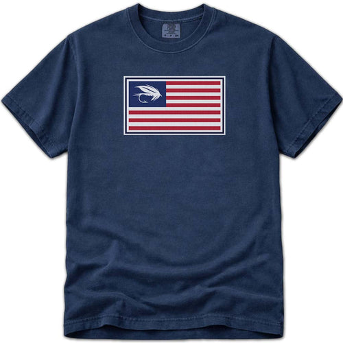 Wet Fly Fishing USA Flag T Shirt