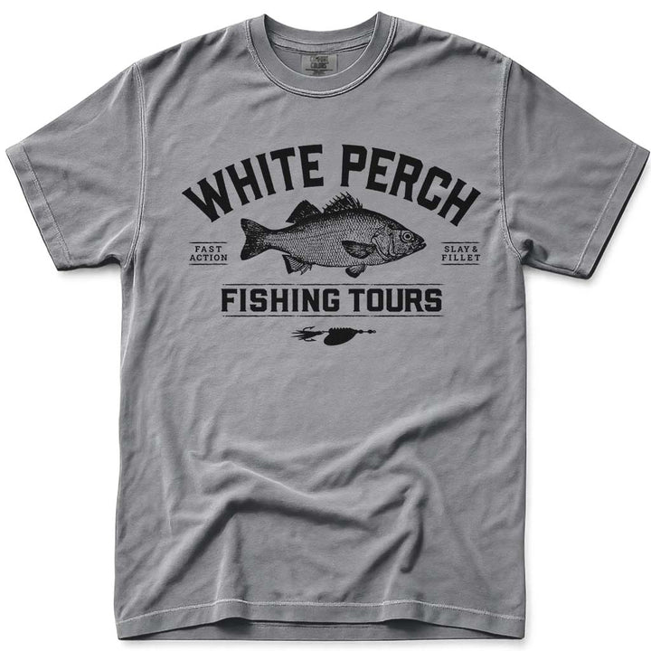 Central Maine White Perch Fishing Tours T Shirt - Grey