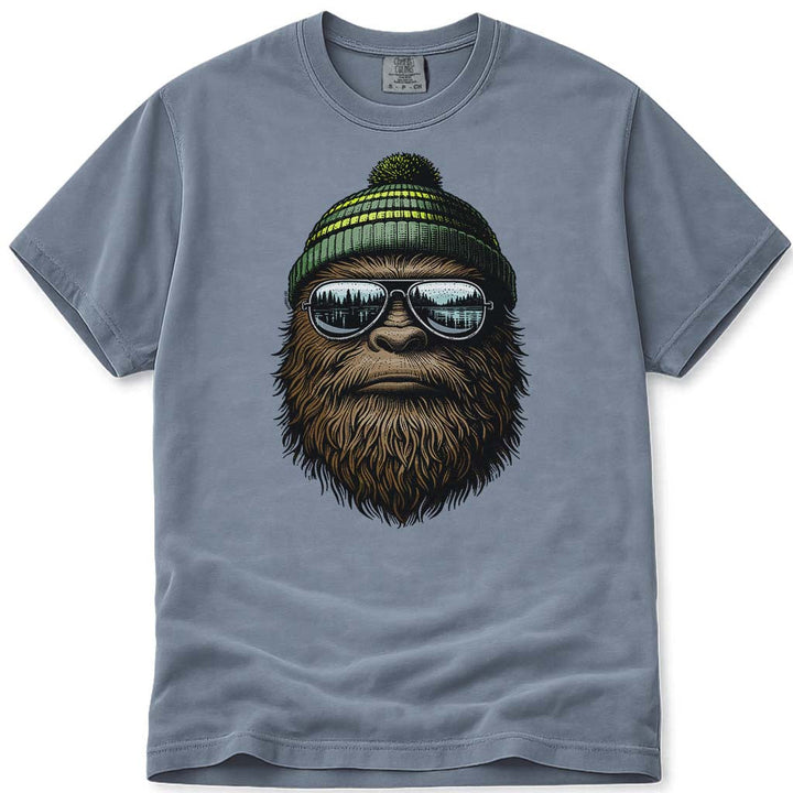 Winter Beanie Bigfoot T-Shirt - Blue Jean