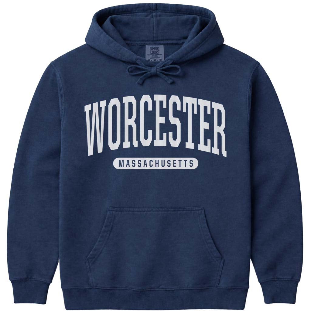 Worcester Massachusetts Hooded Sweatshirt - Navy