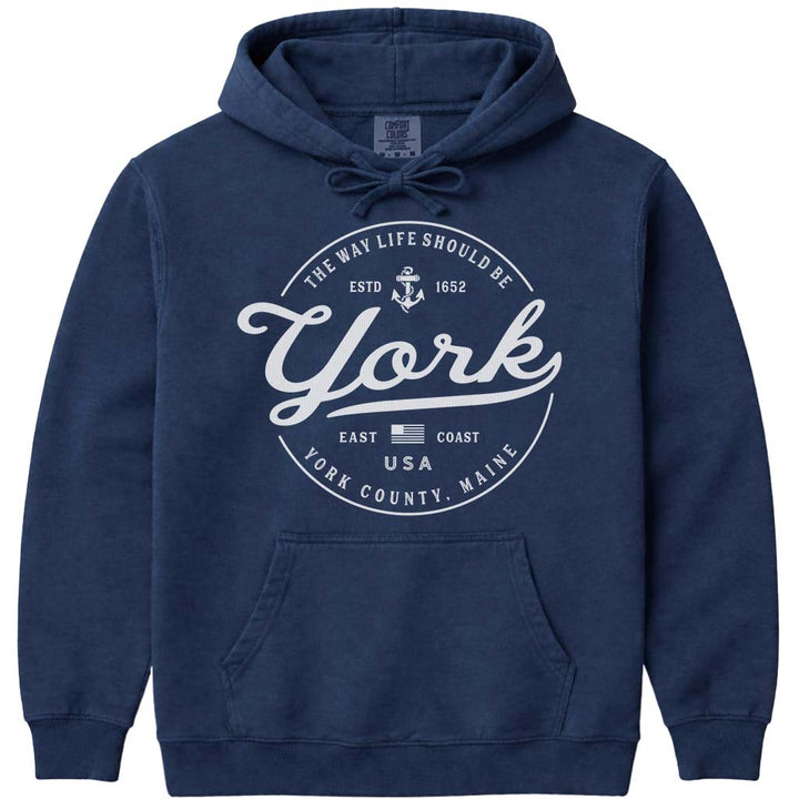 York Maine Vacation Hoodie Sweatshirt - Navy