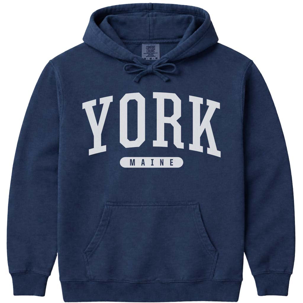 Vintage York Maine Hooded Sweatshirt - Navy