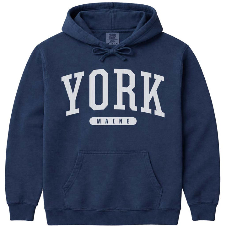 Vintage York Maine Hooded Sweatshirt - Navy
