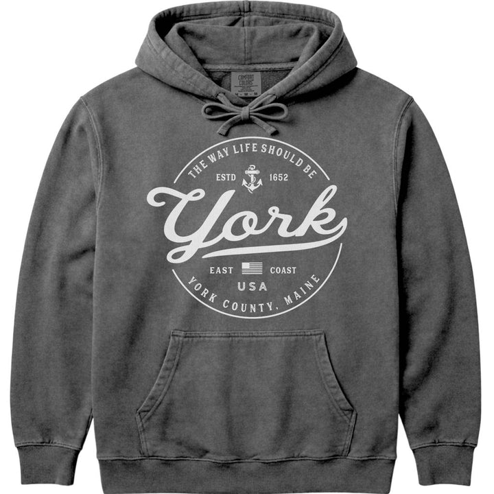 York Maine Vacation Hoodie Sweatshirt - Pepper