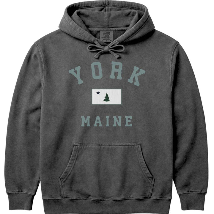 York Maine 1901 Flag Hoodie - Pepper