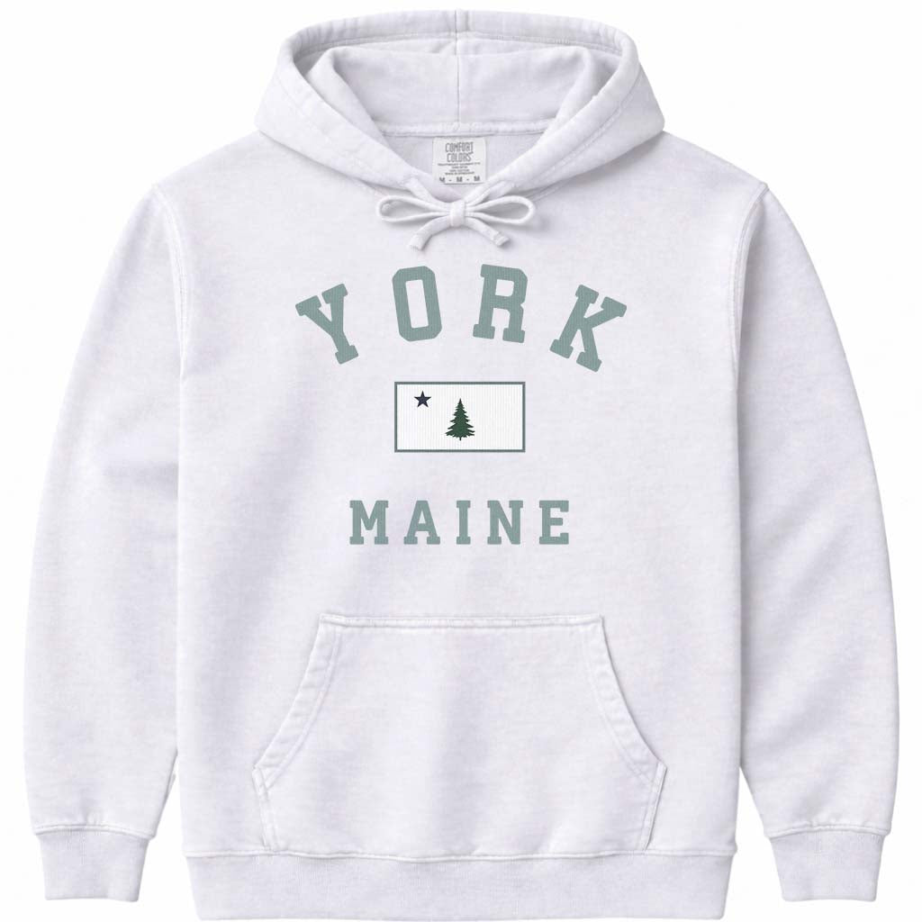 York Maine 1901 Flag Hoodie - White