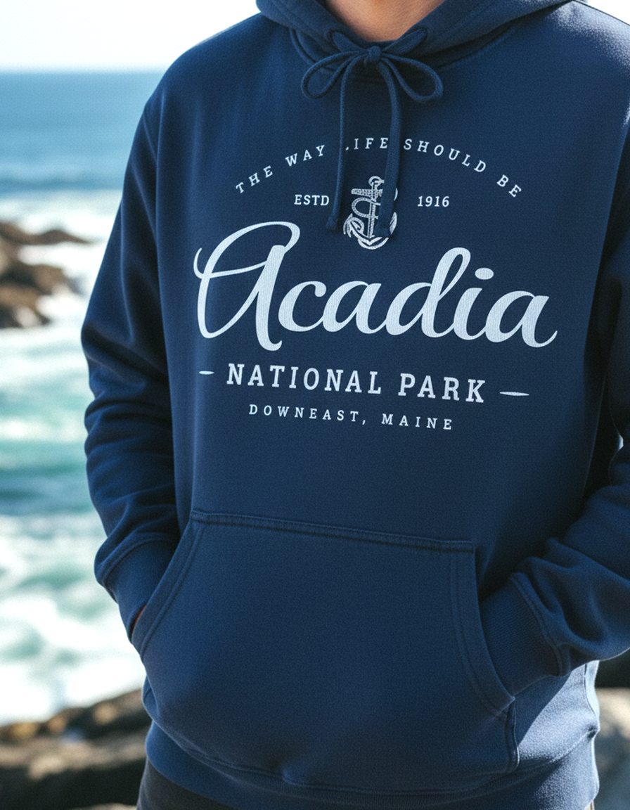 Nautical Acadia National Park Hoodie - Vintage Comfort Colors
