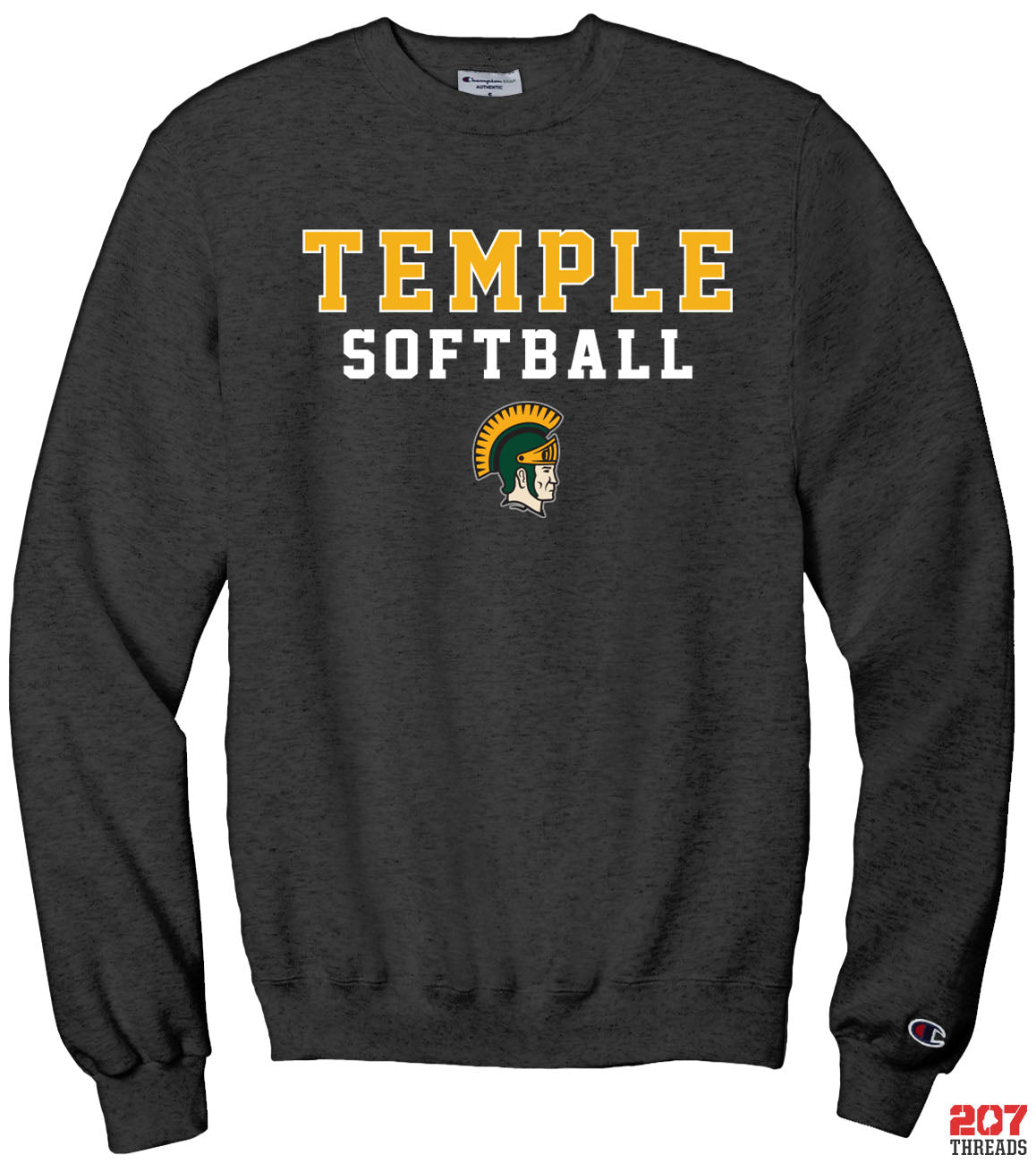 Temple Academy Softball,  Block Letter Champion Crewneck Sweatshirt-207 Threads