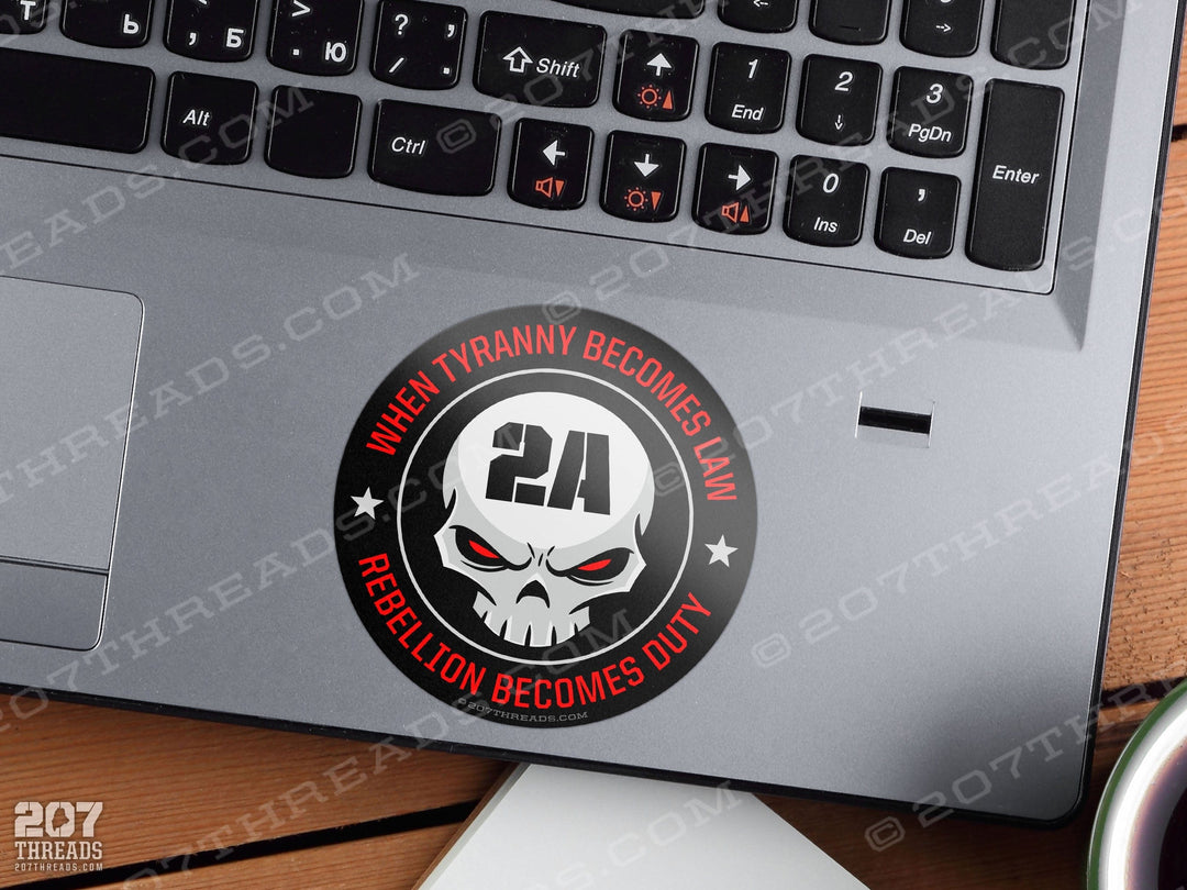 2A When Tyranny Becomes Law Rebellion Becomes Duty Sticker Patriotic Decal USA 2nd Amendment Skull Patriotism USA Constitution We The People