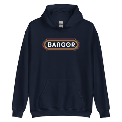 70's Retro Bangor Maine Hooded Sweatshirt - Outline Sunshine Glow Hoodie