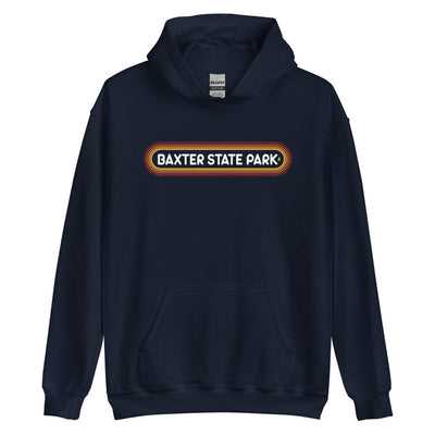 70's Retro Baxter State Park Maine Hooded Sweatshirt - Outline Sunshine Glow Hoodie
