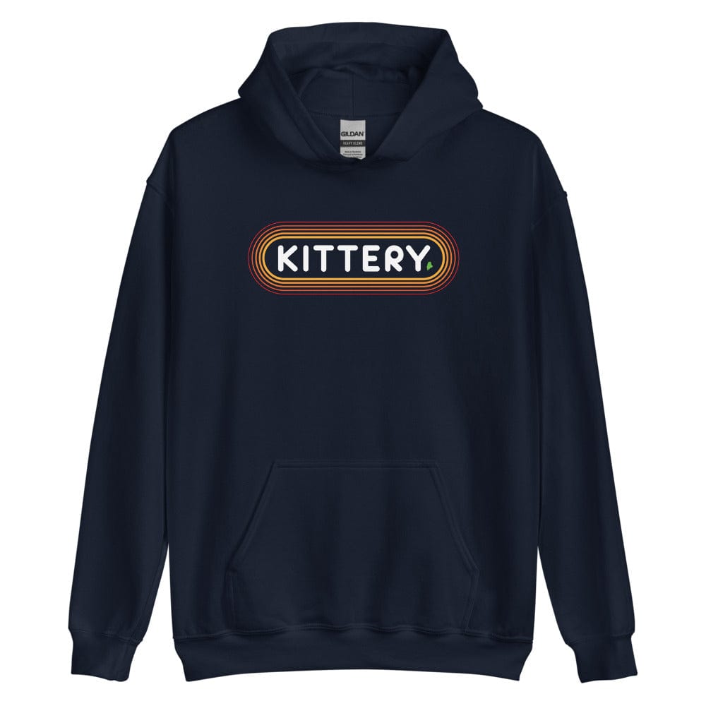 70's Retro Kittery Maine Hooded Sweatshirt - Outline Sunshine Glow Hoodie