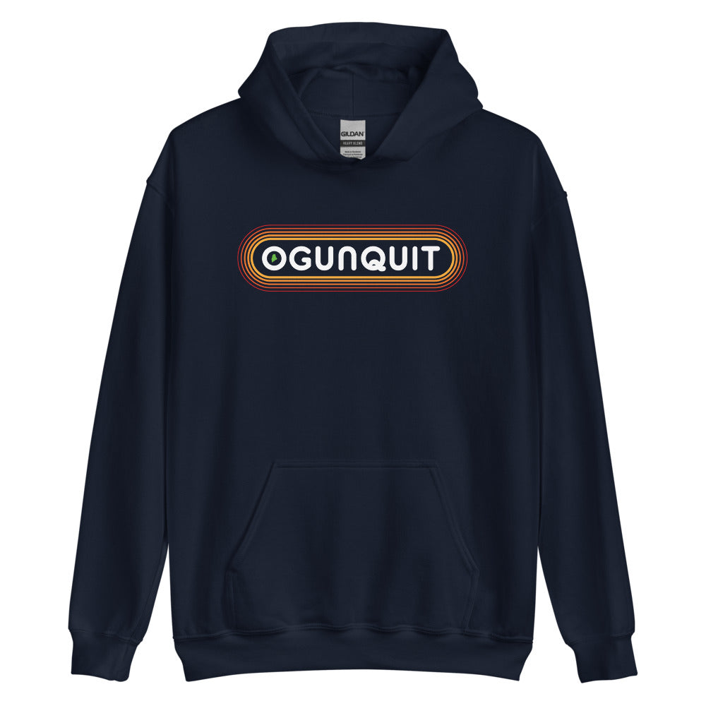 70's Retro Ogunquit Maine Hooded Sweatshirt - Outline Sunshine Glow Hoodie