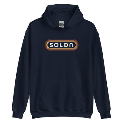70's Retro Solon Maine Hooded Sweatshirt - Outline Sunshine Glow Hoodie