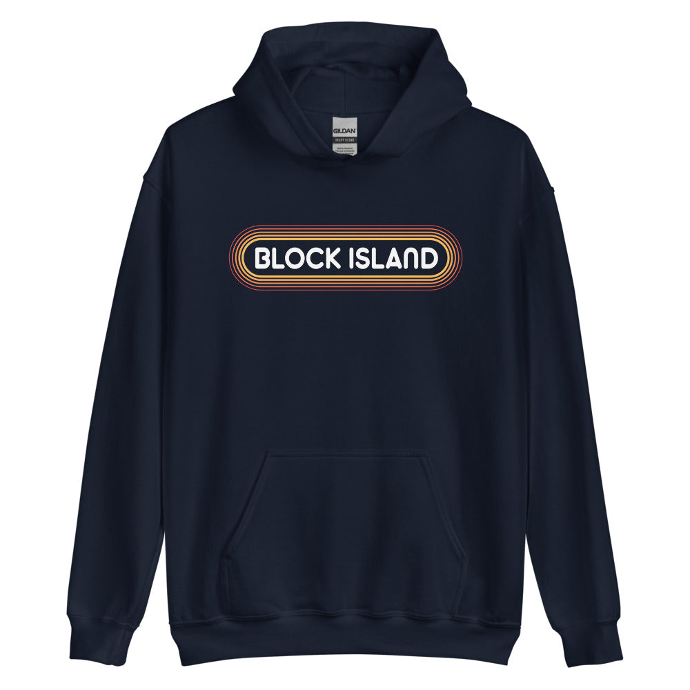 70s Retro Block Island Hooded Sweatshirt Hoodie - Outline Sunshine Glow Hoodie